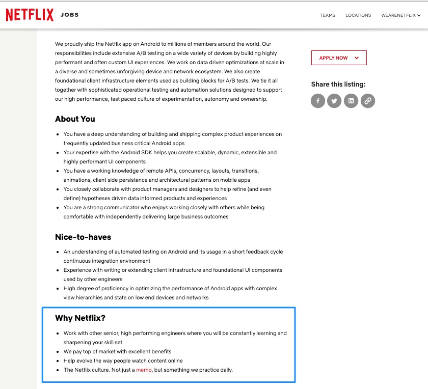 Employee_value_proposition_Netflix | Ongig Blog Employee value proposition example Netflix