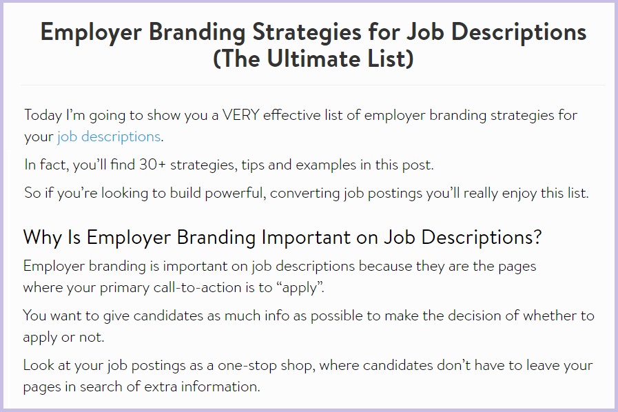 Employer-Branding-Strategies-for-Job-Descriptions-screenshot | Ongig Blog employer branding strategies for job descriptions blog post