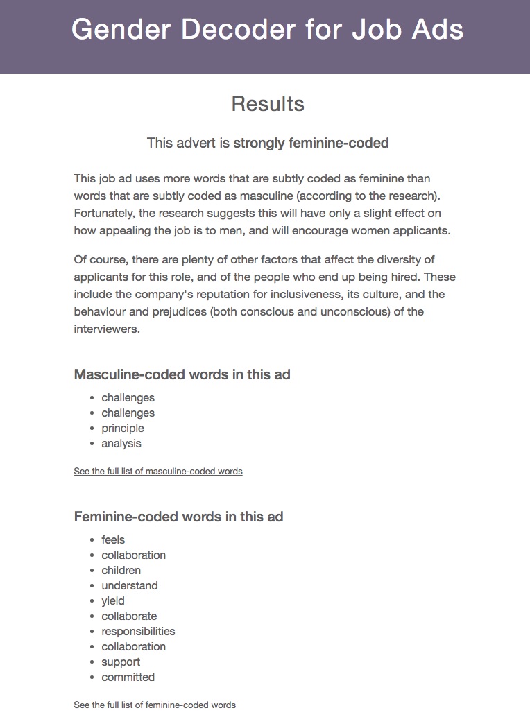 Complimentary_tools_for_creating_job_descriptions___Gender_Decoder_2___Ongig_Blog | Ongig Blog gender decoder for job advertisements JD writing instrument