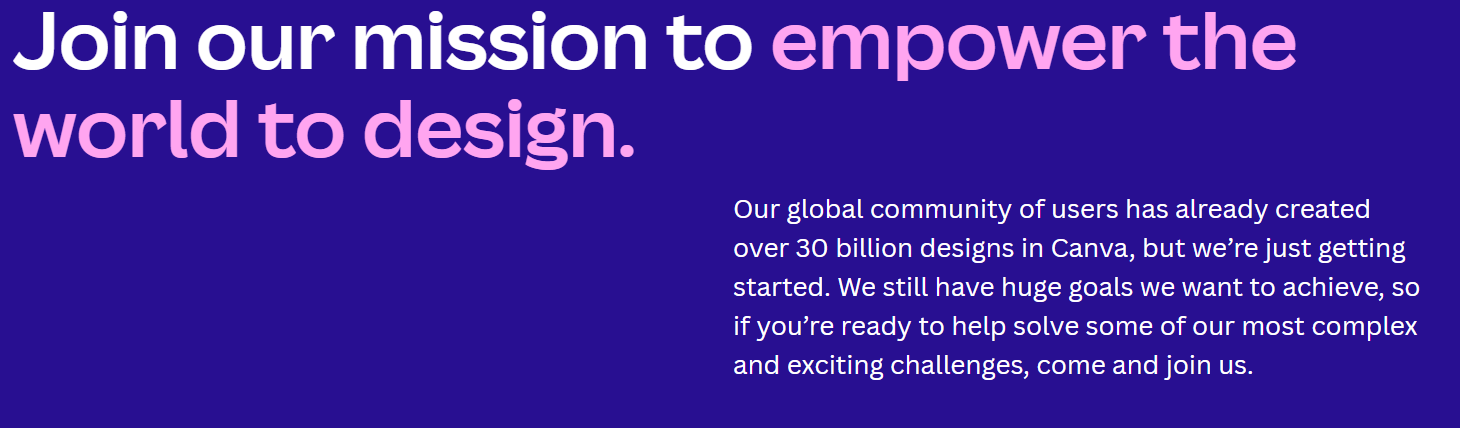 Canva career page