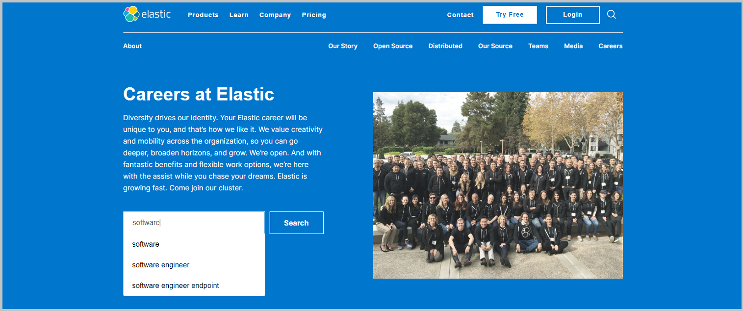 Elastic corporation career webpage employment search 2 - Ongig | Ongig Blog Corporate career webpage job search on Elastic corporation career site 2