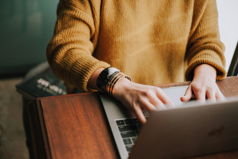 Individual using laptop