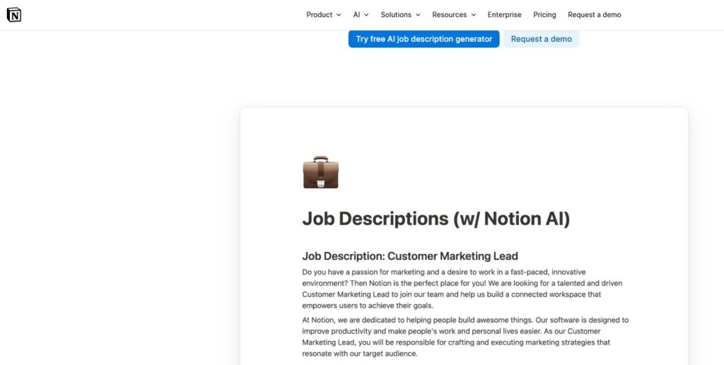 Notion AI Job Description Generator | Ongig Blog