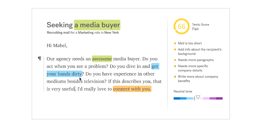 augmented writing tools for job descriptions Textio | Ongig Blog Textio Hire augmented writing