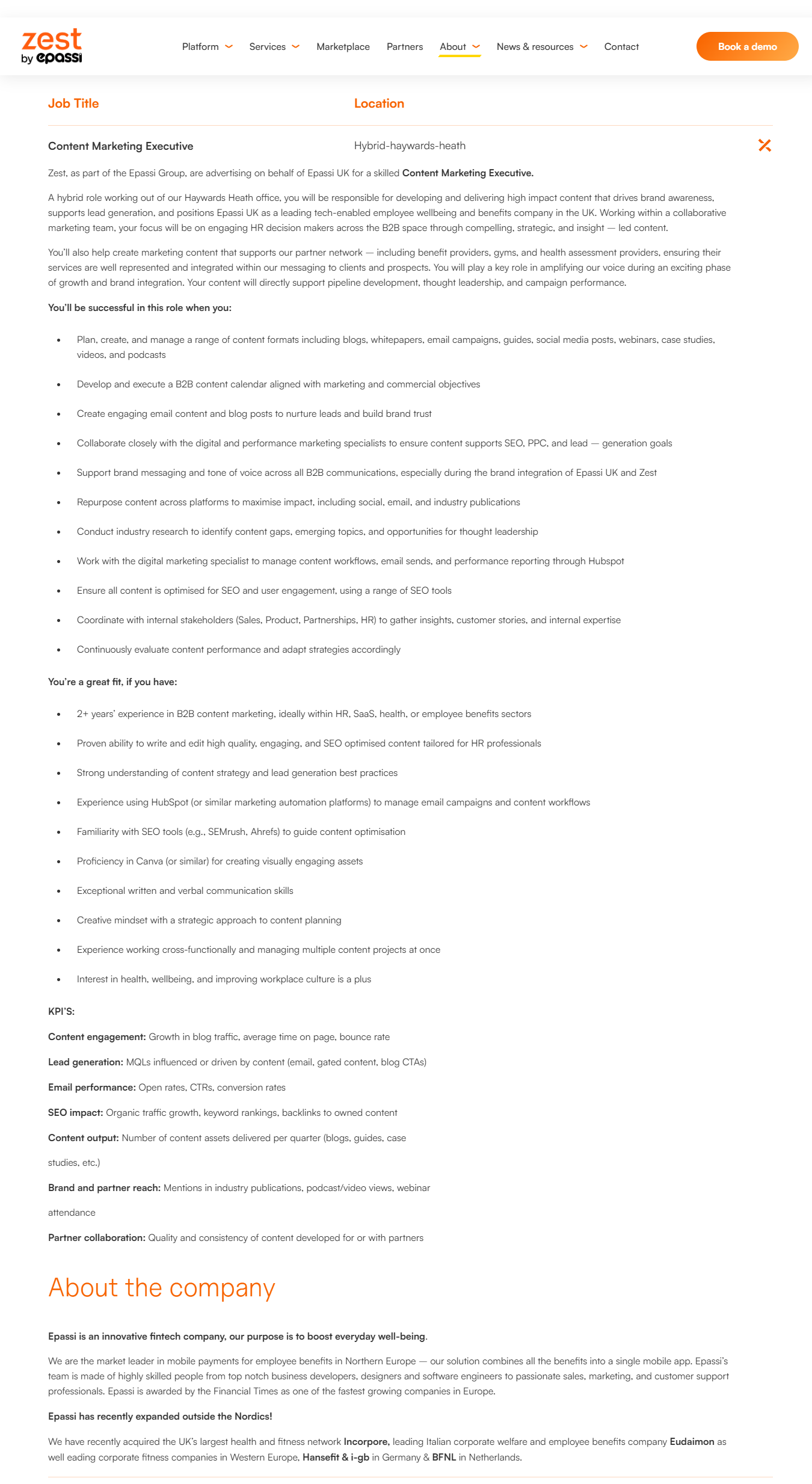 Content Marketing Executive - ZestBenefits | Ongig Blog