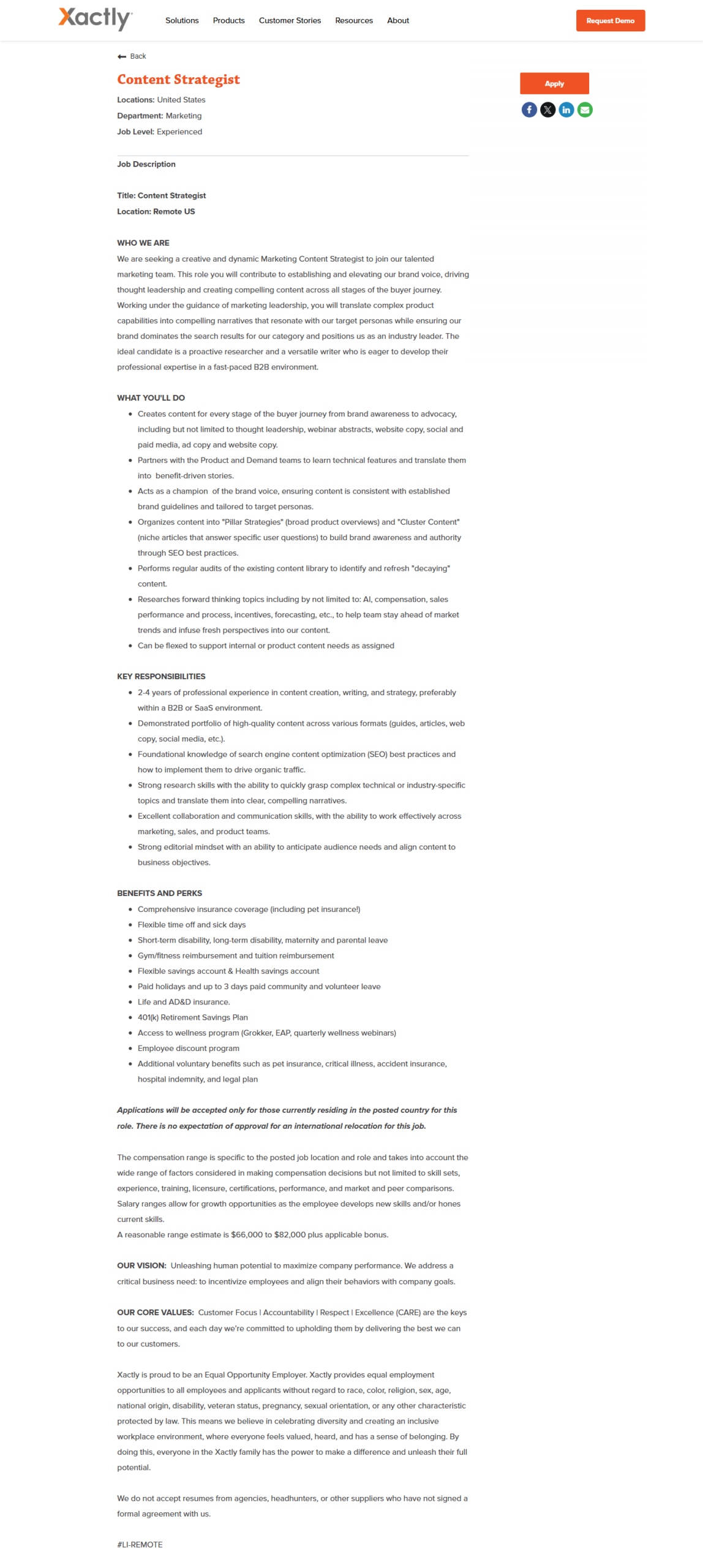 Content Strategist - Xactly | Ongig Blog