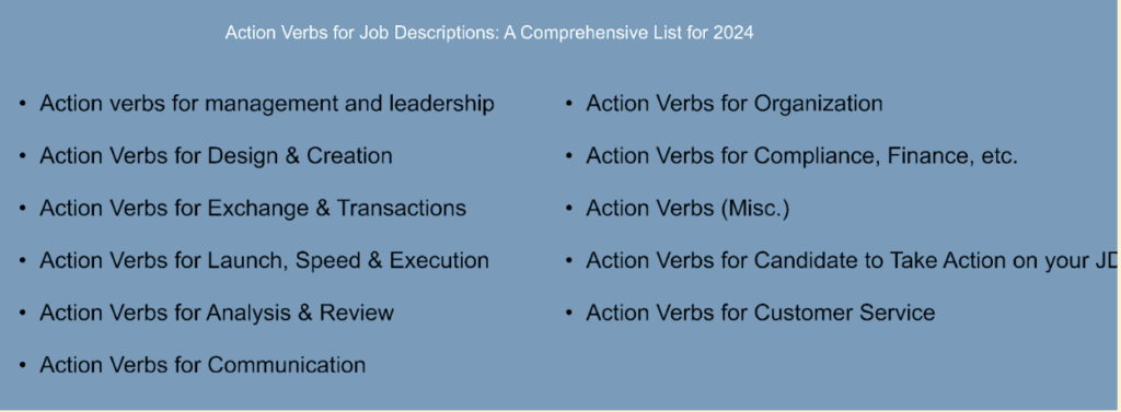 Dynamic verbs for job descriptions