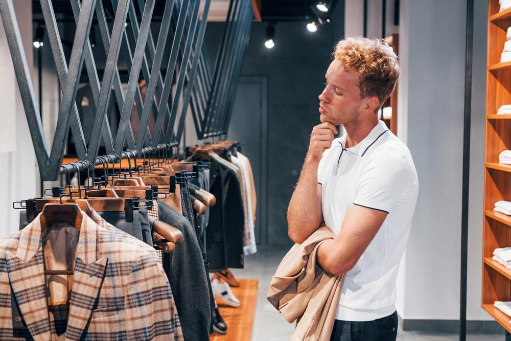 A Man Contemplating What Not To Wear To An Interview