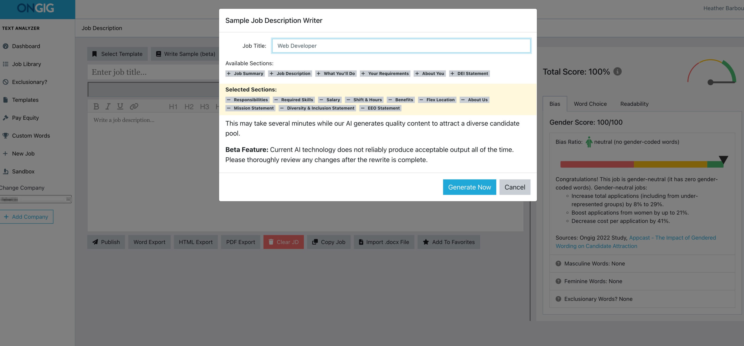 automated job description creator write sample 