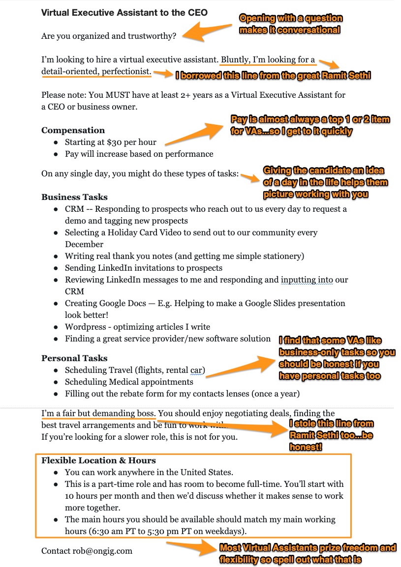 Virtual Assistant Job Description Template