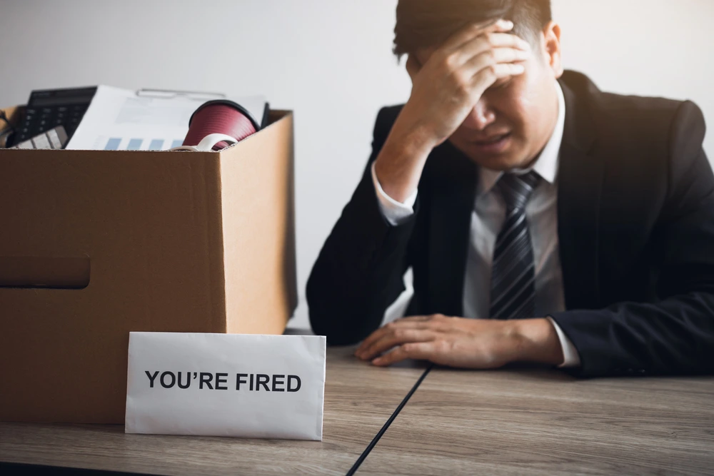Stressed Male Employee After Getting Fired